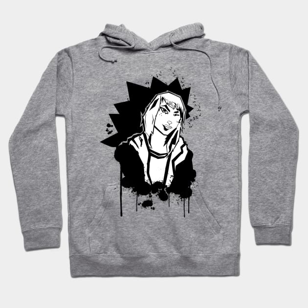 Illustration b girl 2 Hoodie by paisdelasmaquinas